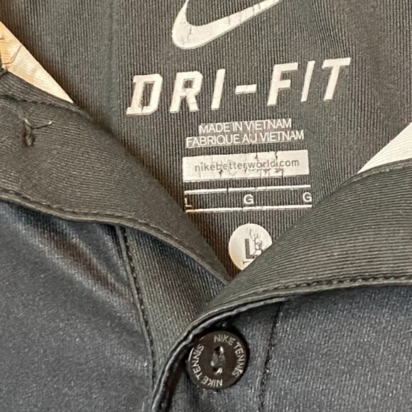 NIKE Tennis Dri-FIt Mens Polo Shirt Black with Blue/White Design Size Large - Picture 4 of 8